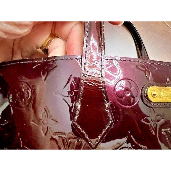 LOUIS VUITTON Monogram Vernis Tote Patent Leather Wilshire MM Amarante Burgundy - Picture 7 of 16